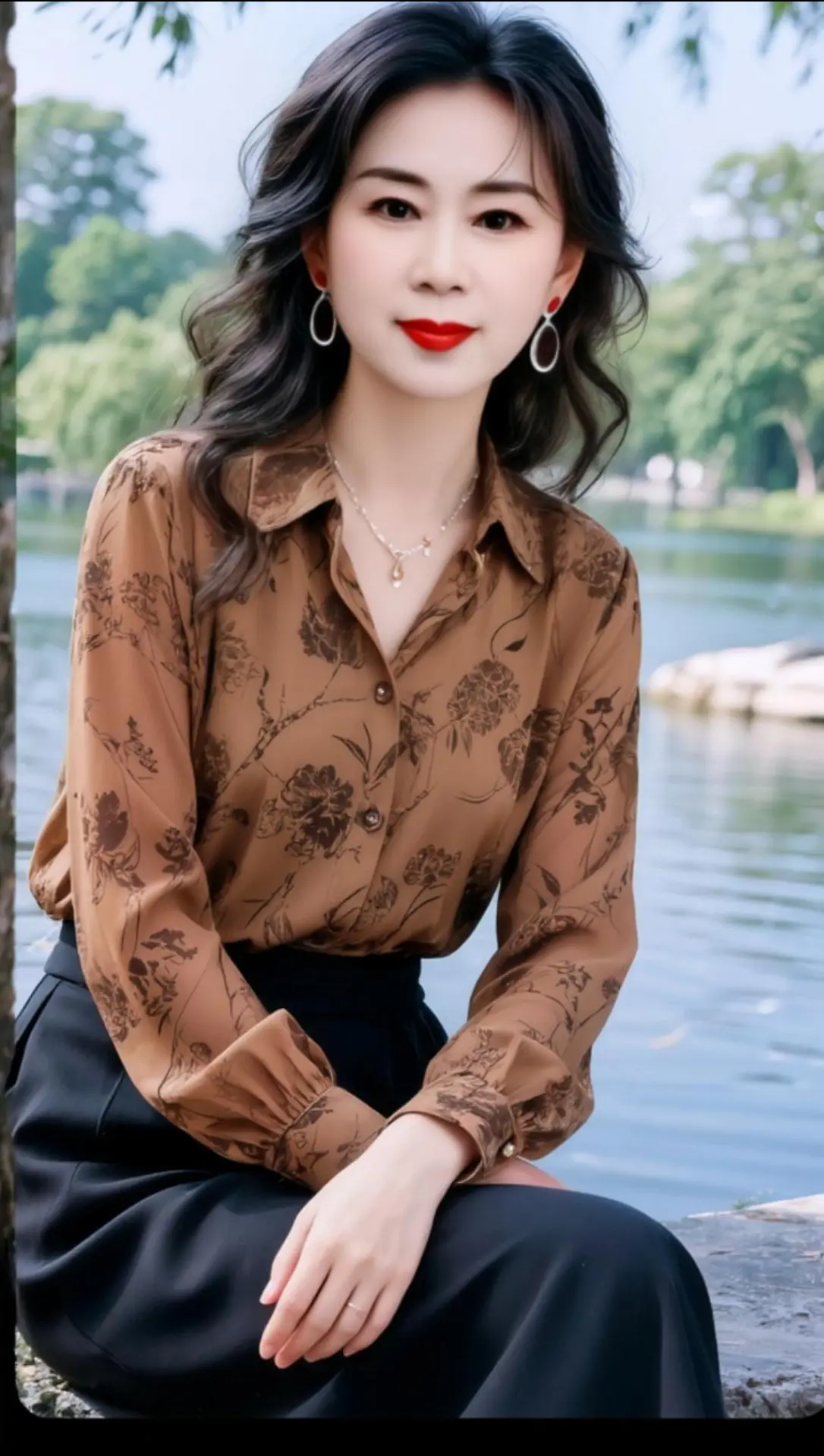 AI湖畔生活照 ai创作