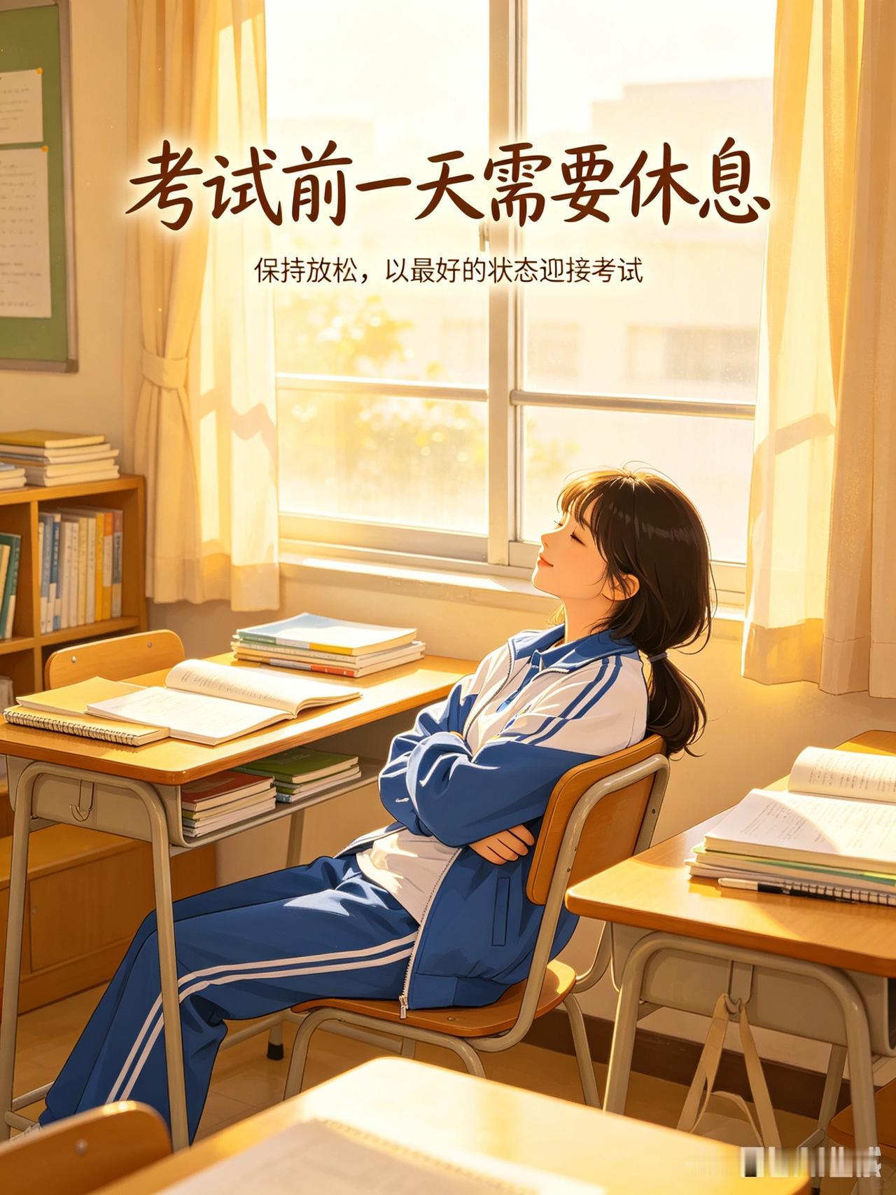 考试前一天，尽量让孩子放松，虽然说临阵磨枪，不快也光，但是有可能养精蓄锐更能超常