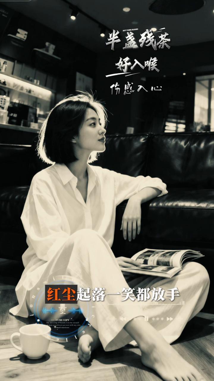半盏残茶好入喉，伤感入心。岁月匆匆往事都带走，不再强求不再去等候。红尘起落一笑都