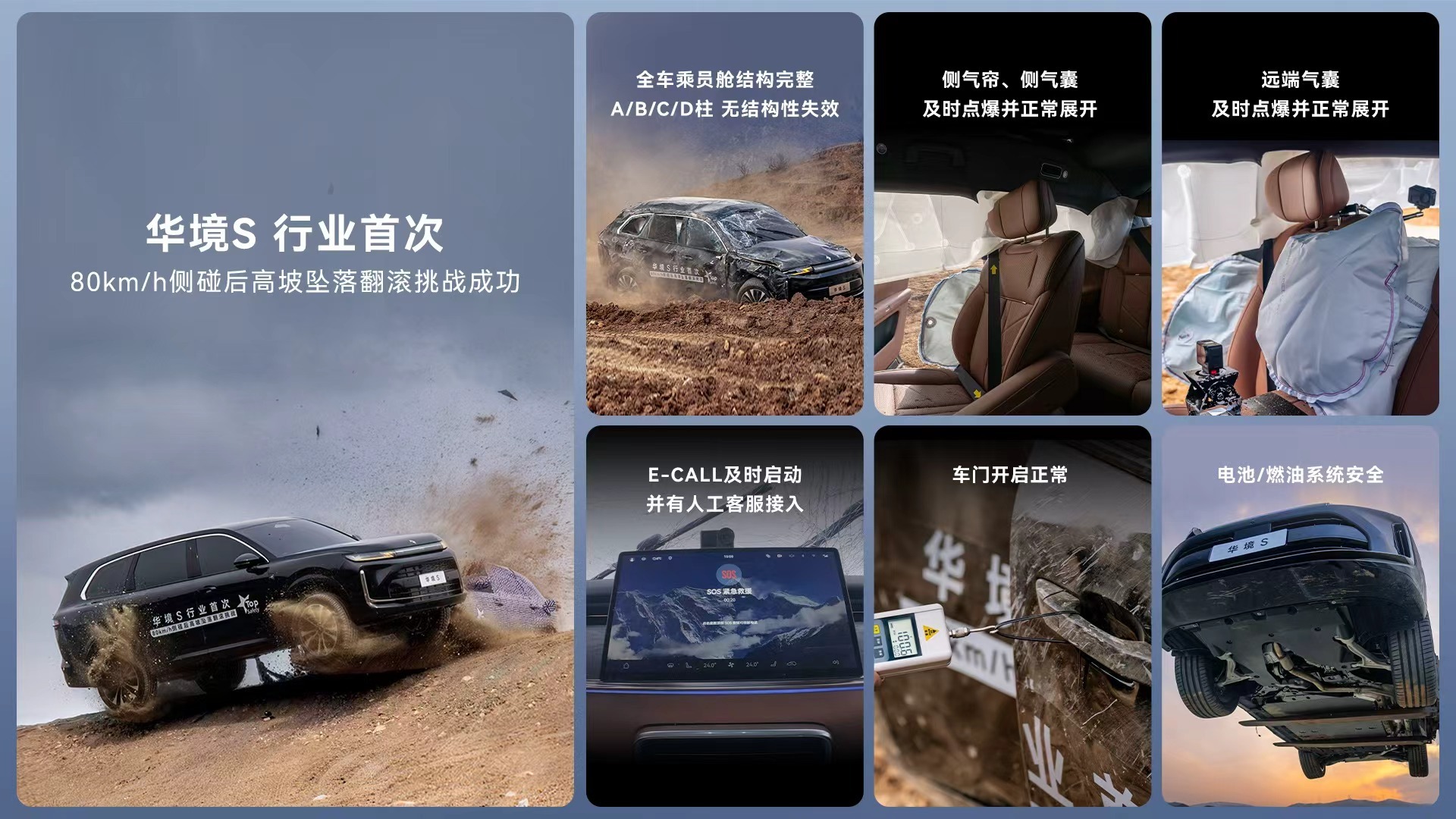 华境S遭高速侧碰后坠落高坡行业首次！华境S通关80km/h侧碰后垂直高度15米高