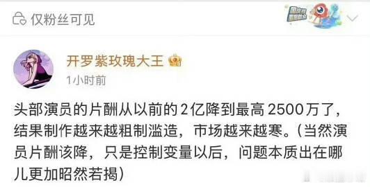 演员片酬从2亿狂跌至最高2500万期待影视行业良性发展 演员片酬从 2 亿跌至最
