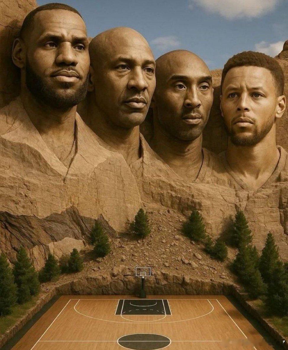 NBA总统山，你认可吗？单纯从篮球影响力来说，这四个人毋庸置疑会排在前四，乔丹让