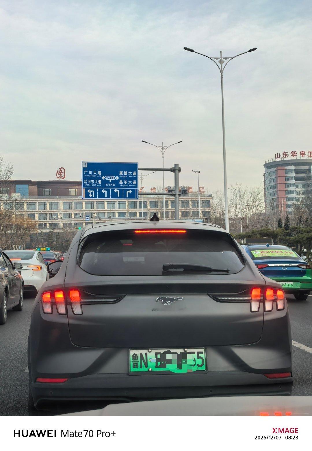 福特的野马、烈马常见，电马还是第一次见！虽然是纯电车型，但外观还是继承了野马一贯