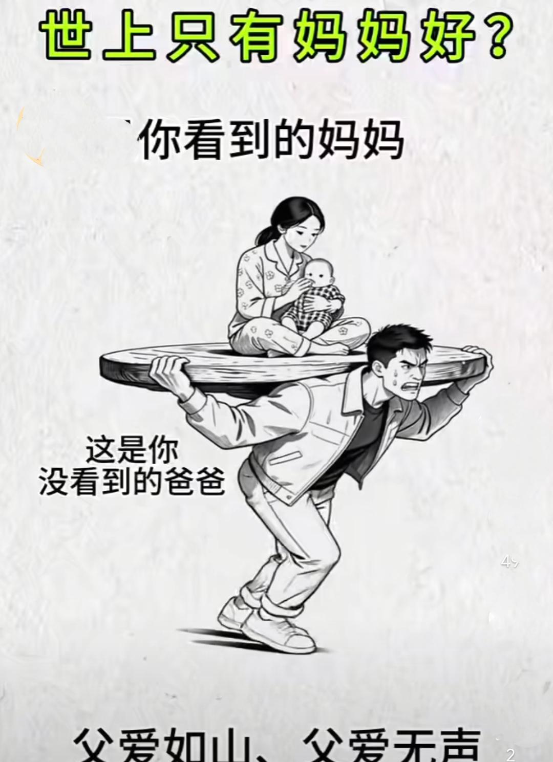 小时候，总觉得妈妈伟大，而父亲，总是一个沉默寡言的样子。
母亲，总是为一家的柴米