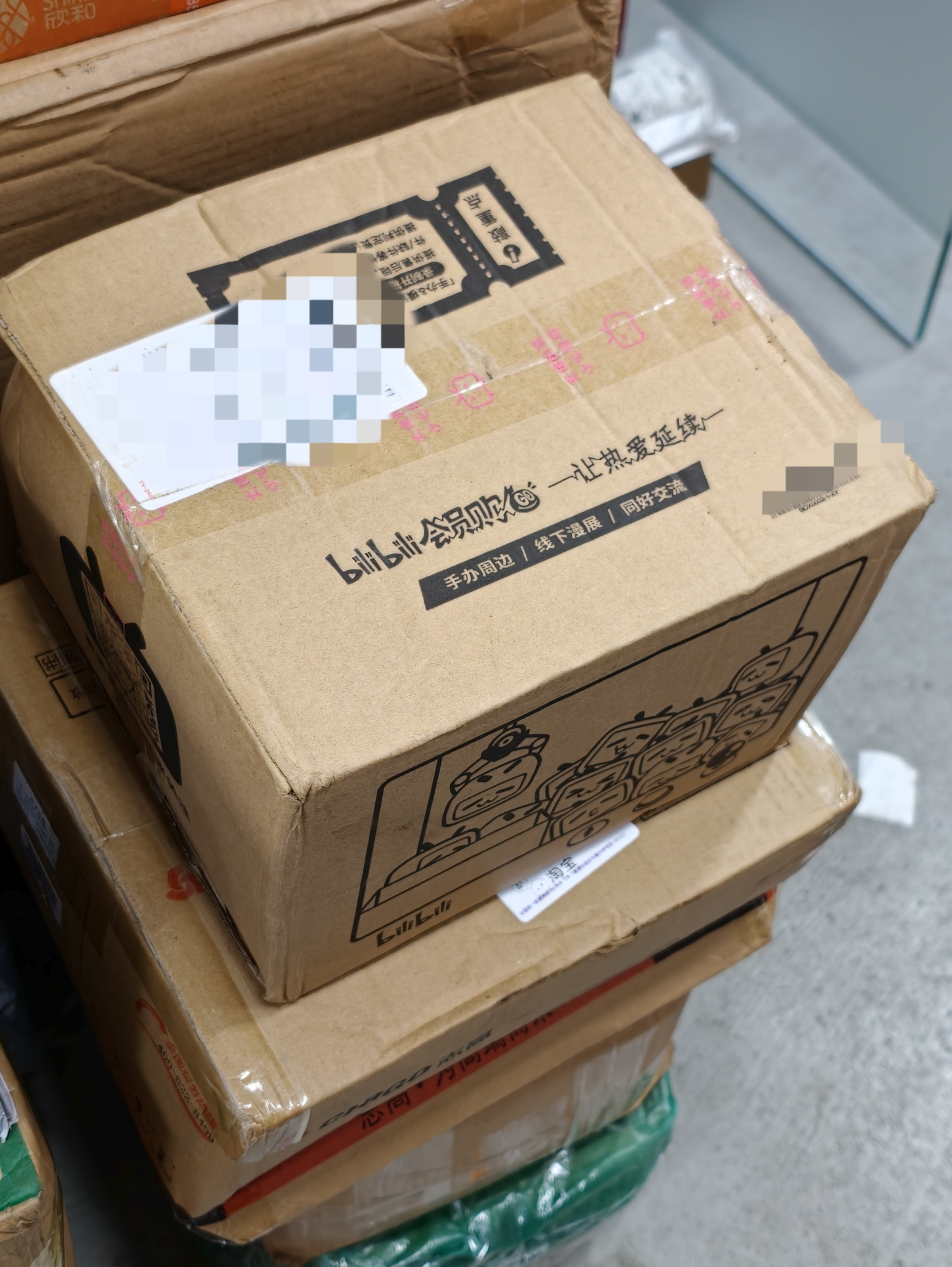 快递站竟然瞟一眼看到阿b会员购的箱子！心想同小区还有同道中人？一看地址是我自己[