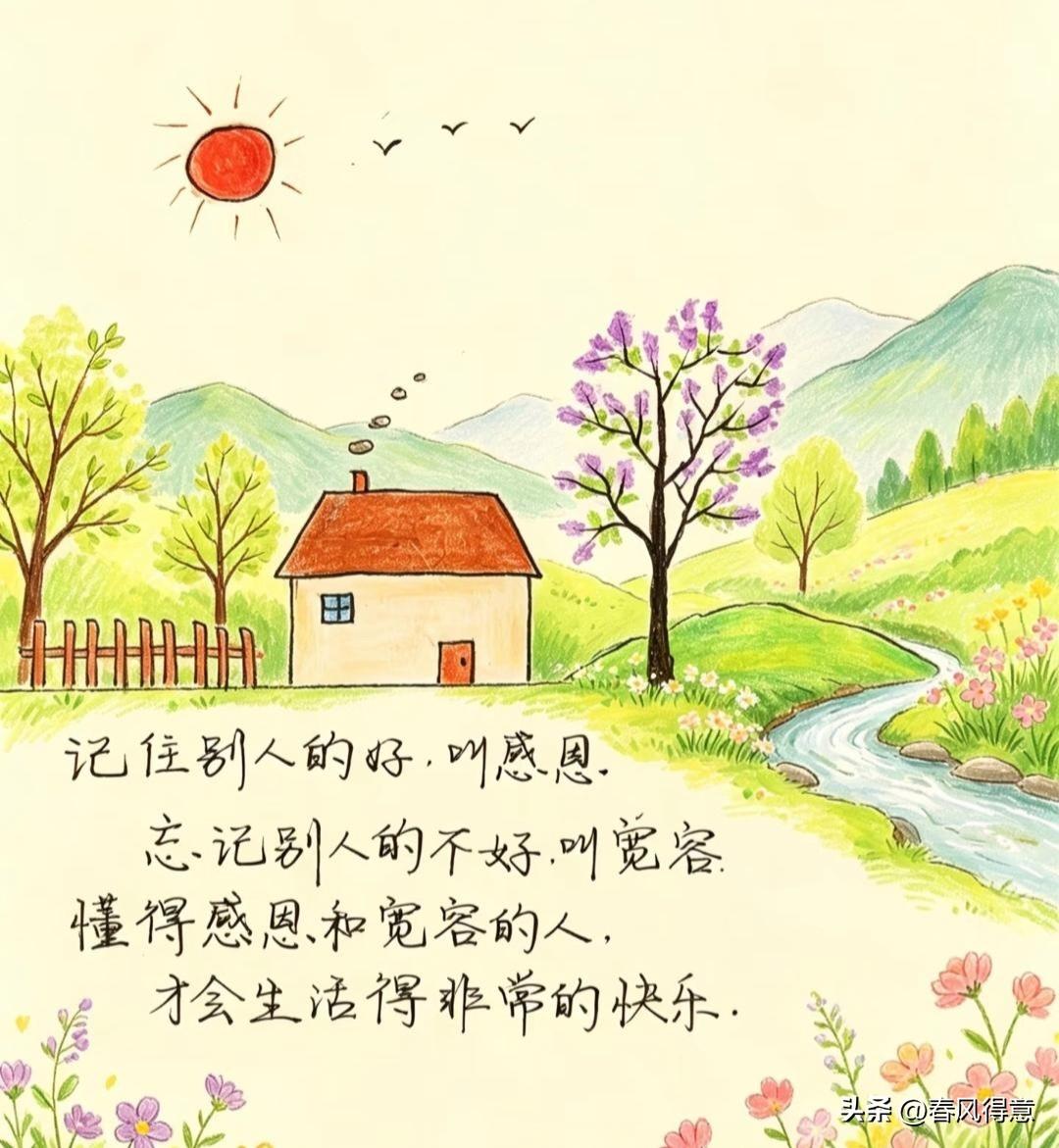 一个人知道感恩与宽容：才是生活的美好源泉。