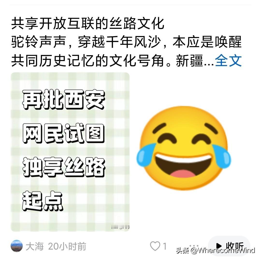 猛批西安独享丝绸之路起点。
说实话，
东天山驼队被卷入丝绸之路起点之争，
就是被