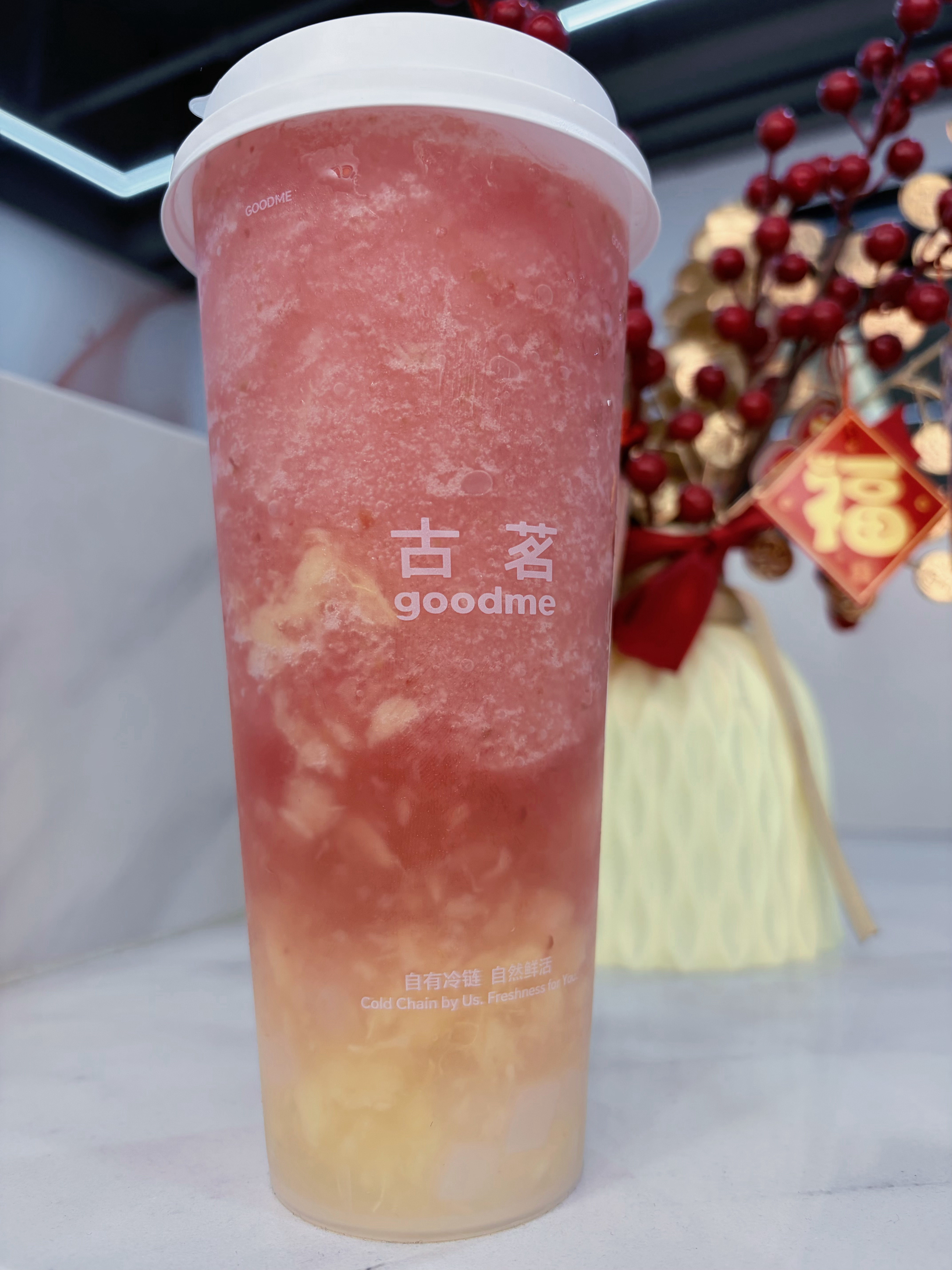 古茗这个新品还挺好喝的桃桃冰冰李（3分糖版）因为我本身就挺喜欢冰沙 然后这个桃子