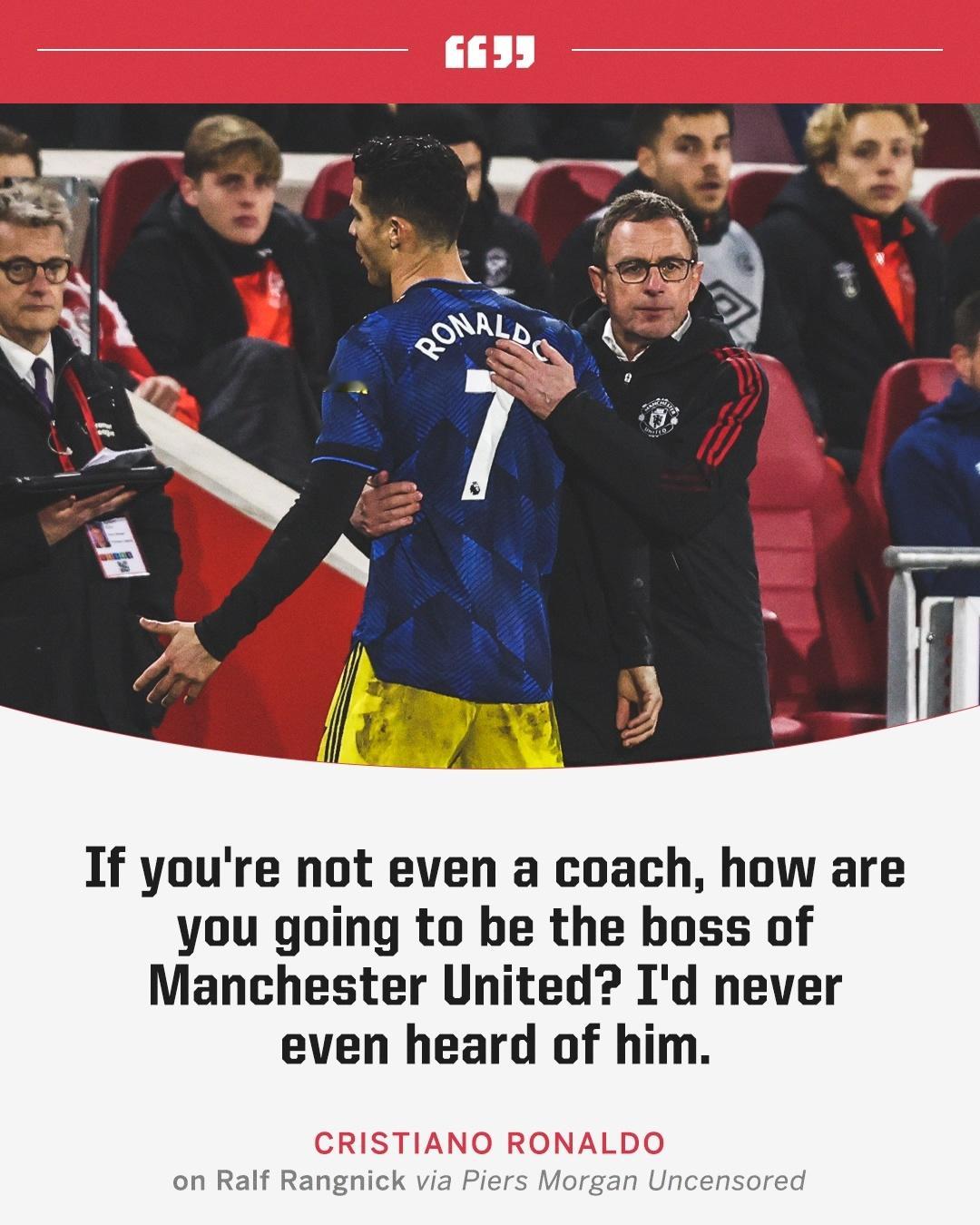 【他甚至不是一个主教练👀】ESPN：C罗在朗尼克被聘请为曼联主帅后，说他“甚至