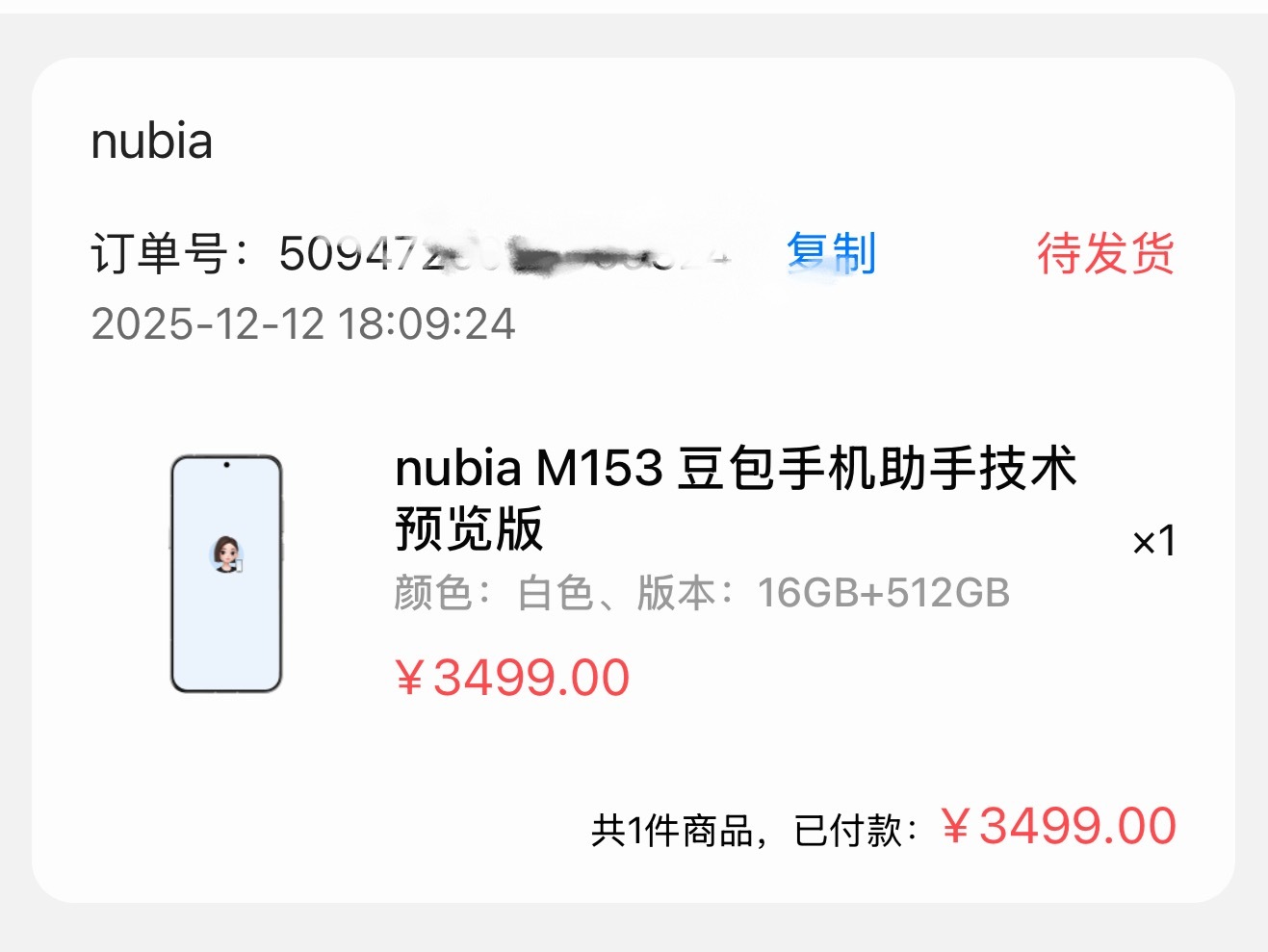 试试努比亚 M153 豆包手机。我还挺惊讶，第一款合作机型是和努比亚合作的，果然