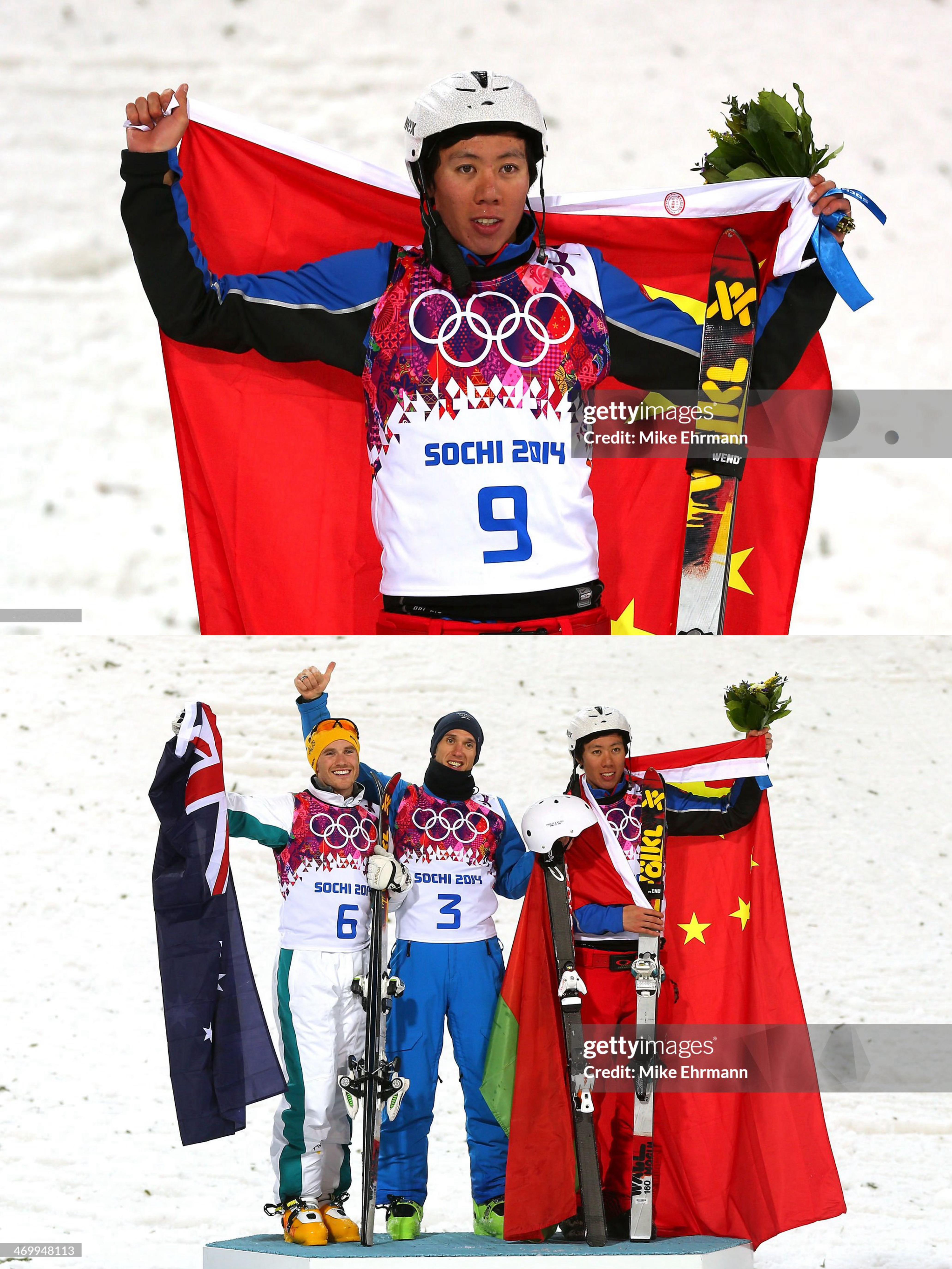 中国队历届冬奥战绩  ——  【自由式滑雪男子空中技巧】连续六届登台 ，累积3金