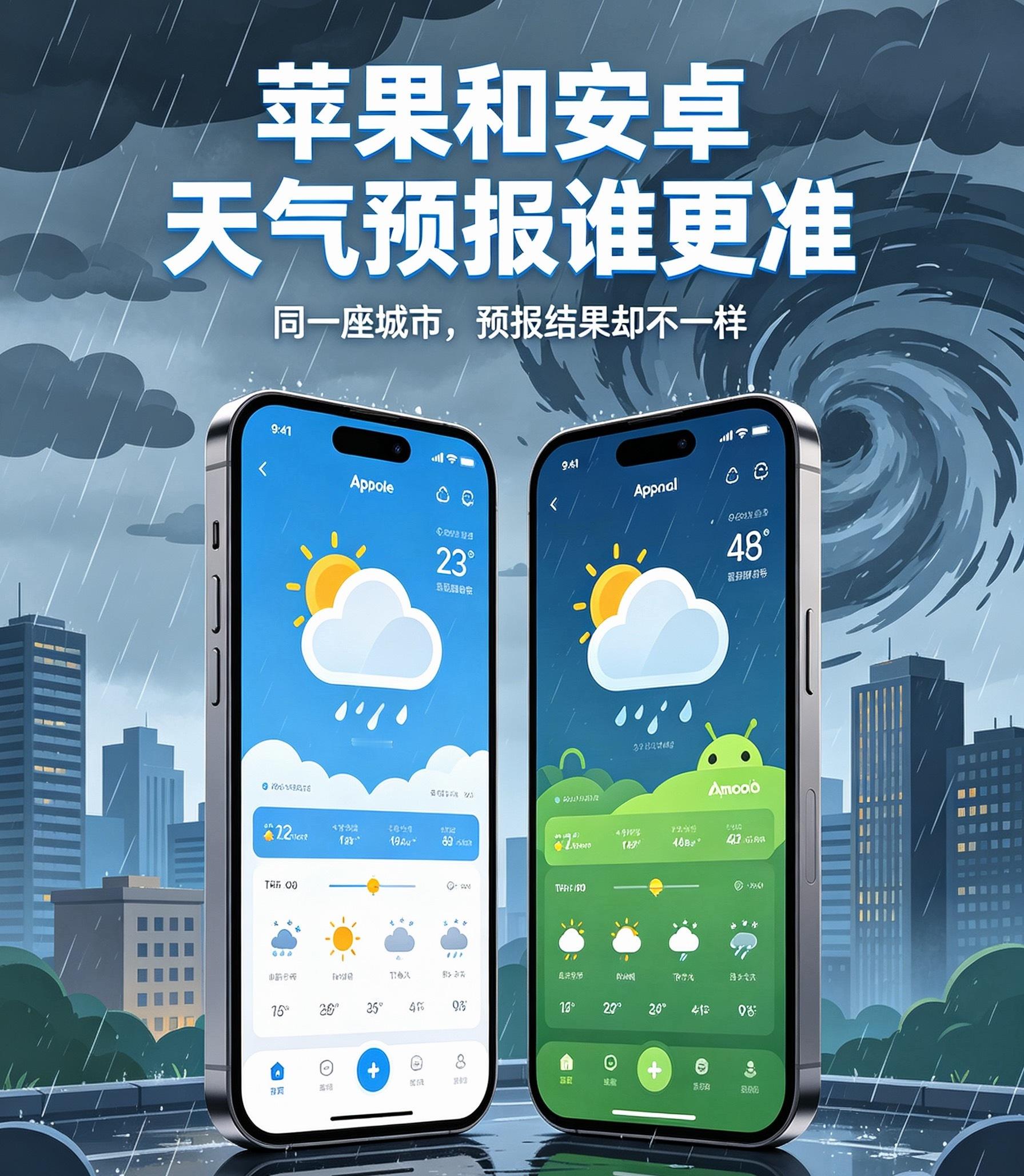 有时候同一个城市，苹果和安卓显示的天气完全不一样，其实主要原因是两者用的气象数据