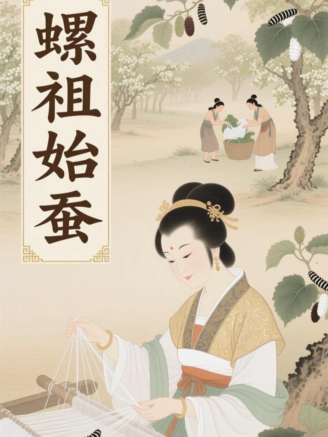 嫘祖作为黄帝正妃，将野蚕驯化为家蚕，开创了丝绸文明的先河，被尊为“先蚕”。她不仅