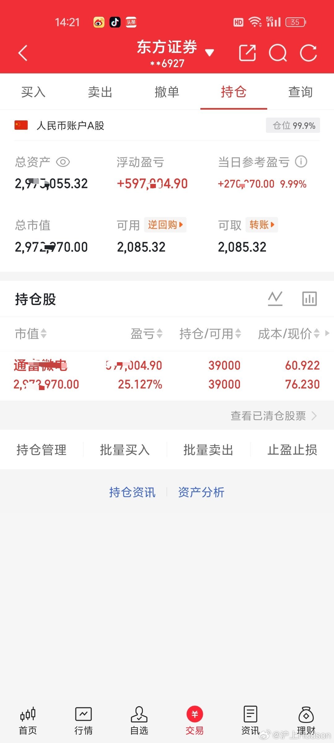 A股行情继续持仓：通富微电（零零2156）股市没有常胜将军，会有踏空也会有回撤，