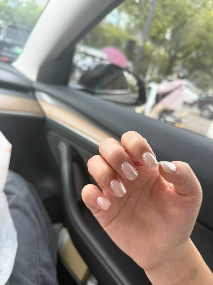我美甲细节图 透白海莉甲 