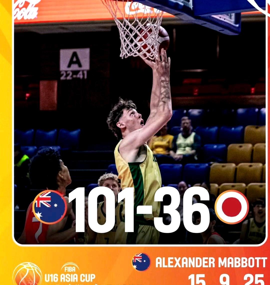 U16亚洲杯半决赛，澳大利亚队居然赢了日本队65分。
 ​​U16亚洲杯决赛，澳