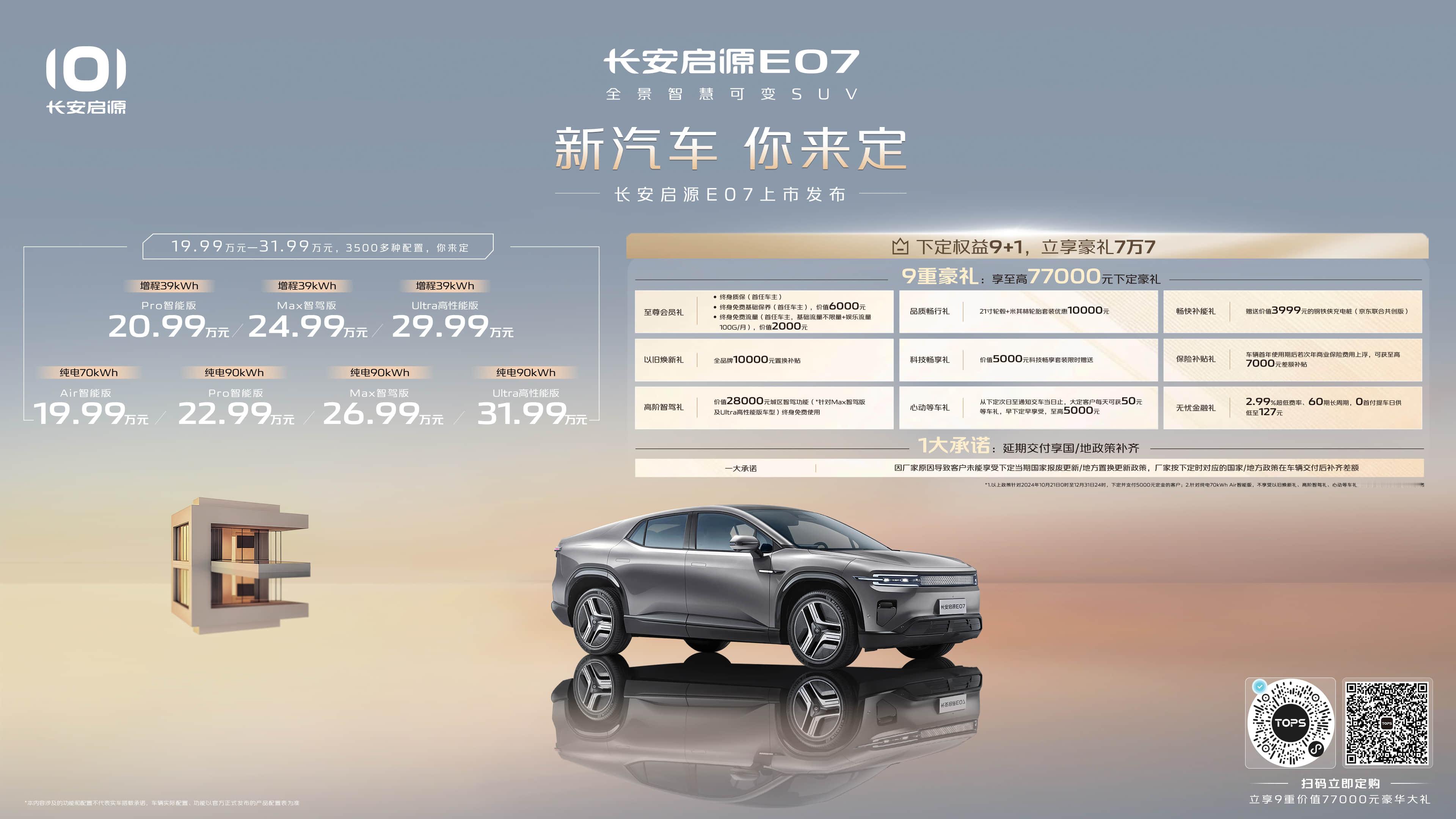 10月21日，随着第四届长安汽车科技生态大会的启幕，#长安启源E07上市价19.