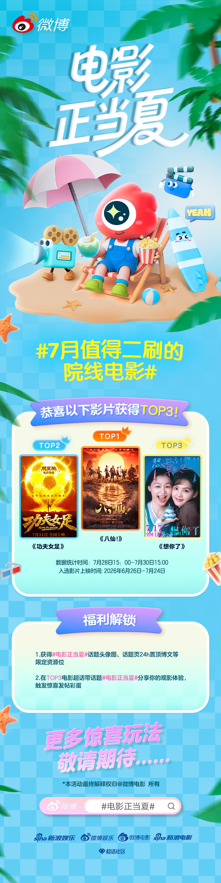 7月值得二刷的院线电影 七月的光影记忆，由你们共同书写！🌟恭喜以下三部影片，成