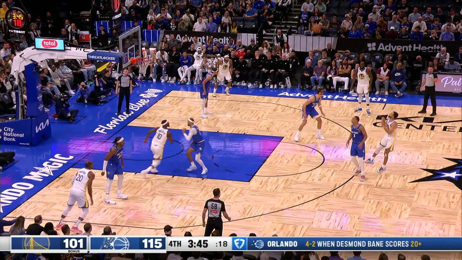 库里超远三分👌勇士104:116魔术。