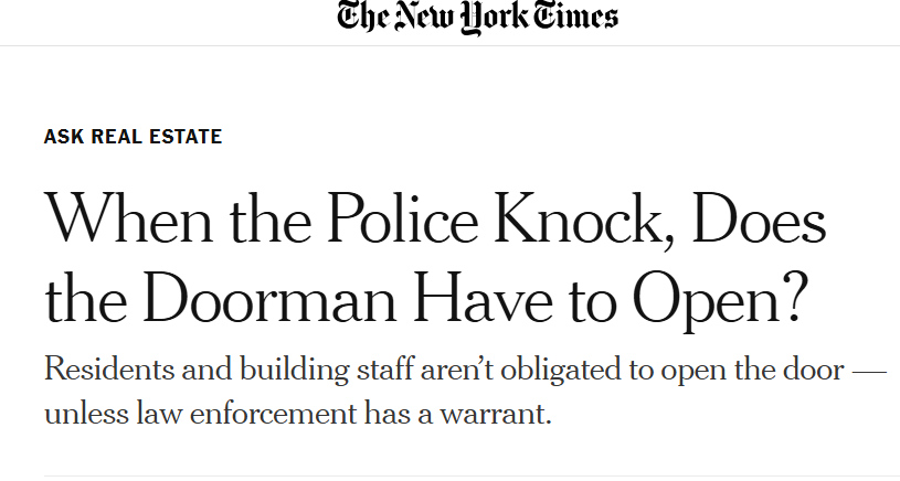 纽约时报开始教大家如果警察和移民官员敲门，你是不是一定要开门了。这味道。 