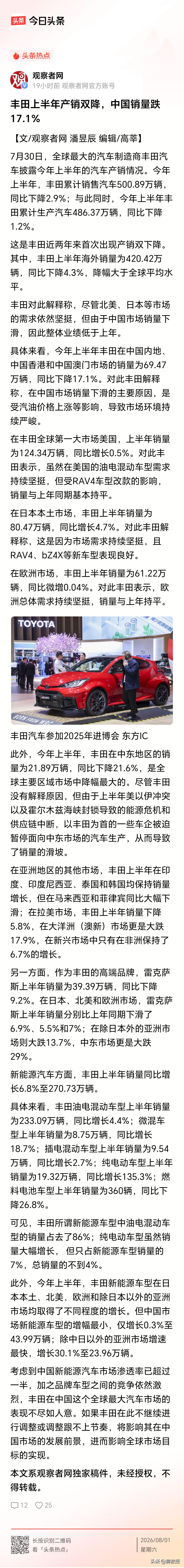 传统燃油车
在中国市场冲击非常大
不转型，没机会