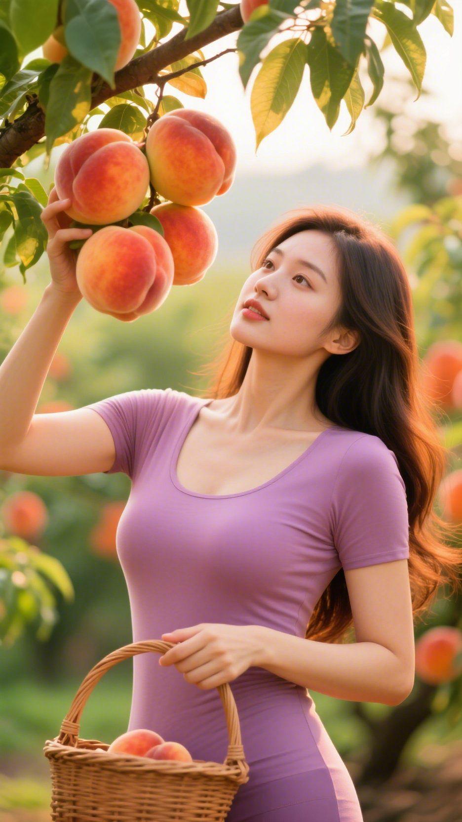 桃园晴夏
 
晴光漫洒翠园中，满树仙桃映日红。
繁枝叠叶凝清翠，硕果垂枝焕锦容。