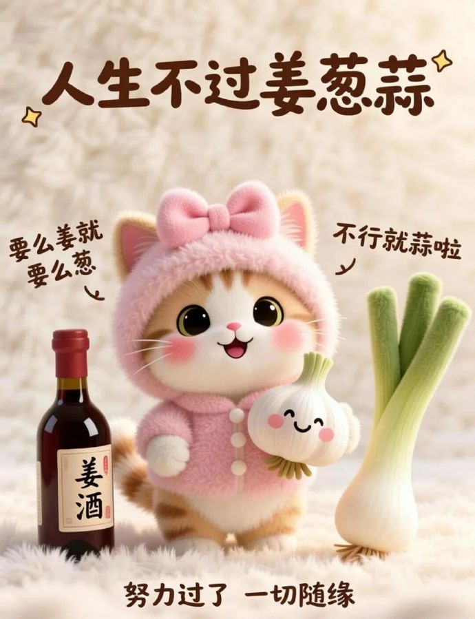 -人生葱葱，能姜就就姜就，-不能姜就，就蒜了。-不要总跟自己过不去，-也别给自己