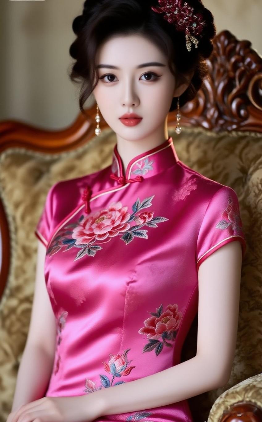 古典优雅，红衣美人，韵味十足古典红裙少女 红装美人照