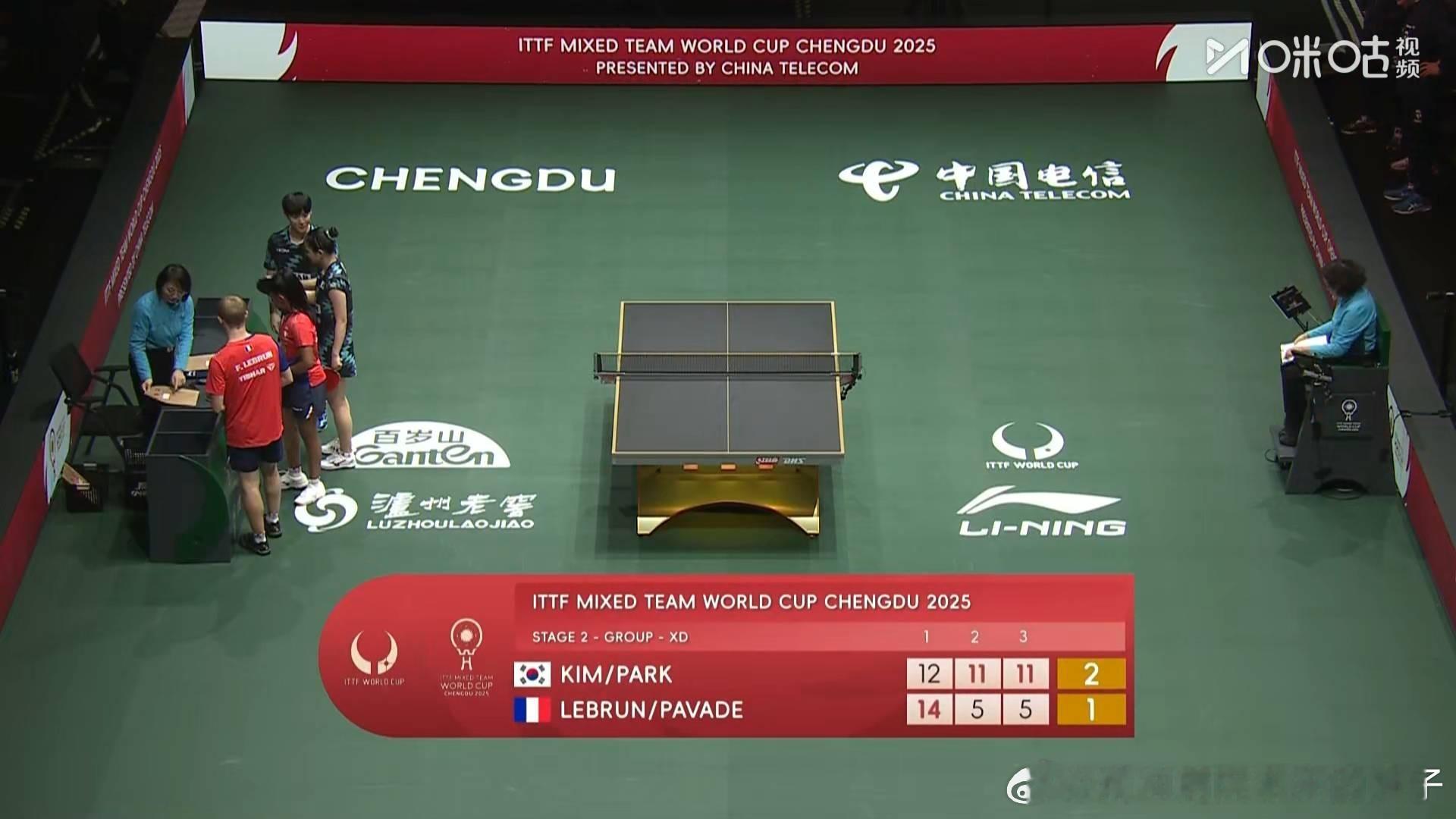 朴康贤金娜英2比1菲利克斯勒布伦帕瓦德（-12，5，5）第二盘：李恩慧VS袁嘉楠