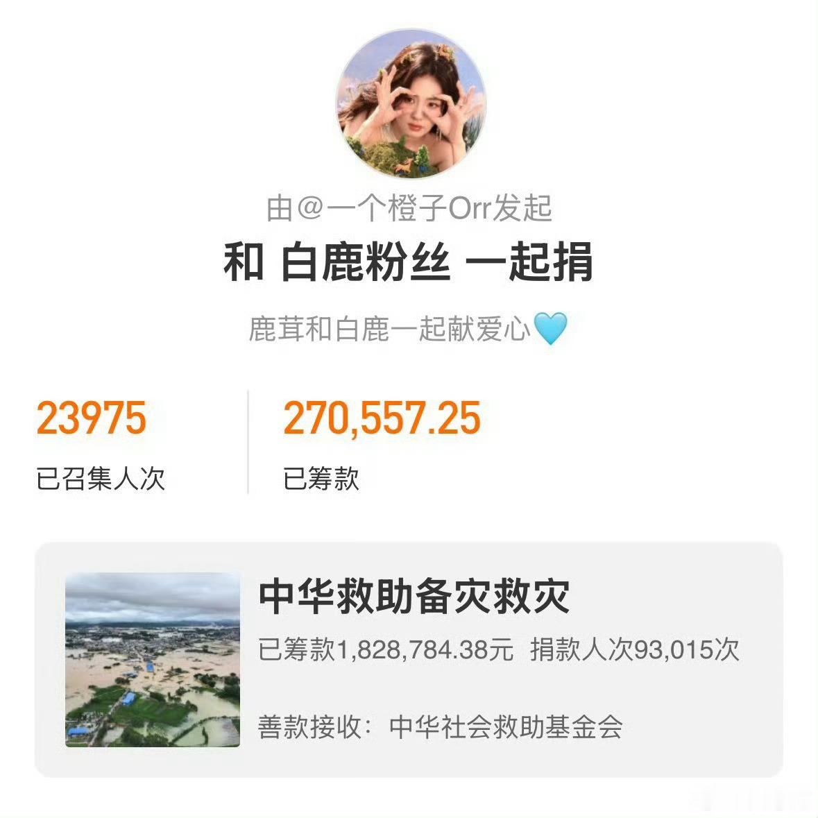 白鹿站姐被除名正能量白鹿粉丝专注公益捐助召集人次&善款 女星粉丝第一1️⃣多多关