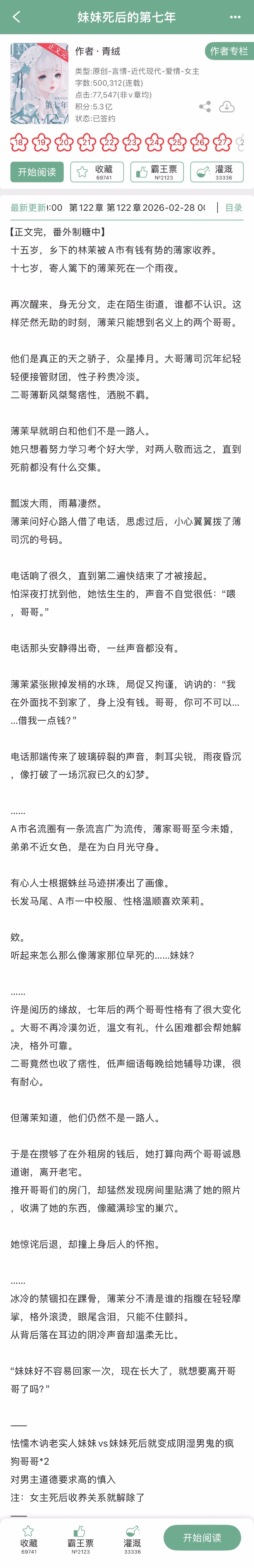 青绒的《妹妹死后的第七年》完结啦！现言，怯懦木讷老实人妹妹x妹妹死后就会变成阴湿