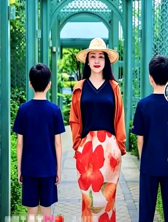 开学铃声刚响，9月1日，李思思的母亲晒出与两个大外孙的合影，隔屏都能看见那股喜劲