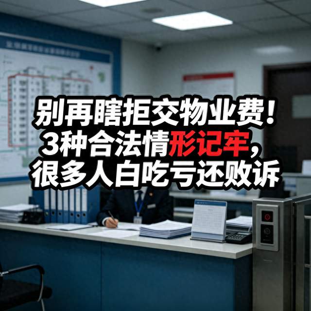 别再瞎拒交物业费！3种合法情形记牢，很多人白吃亏还败诉