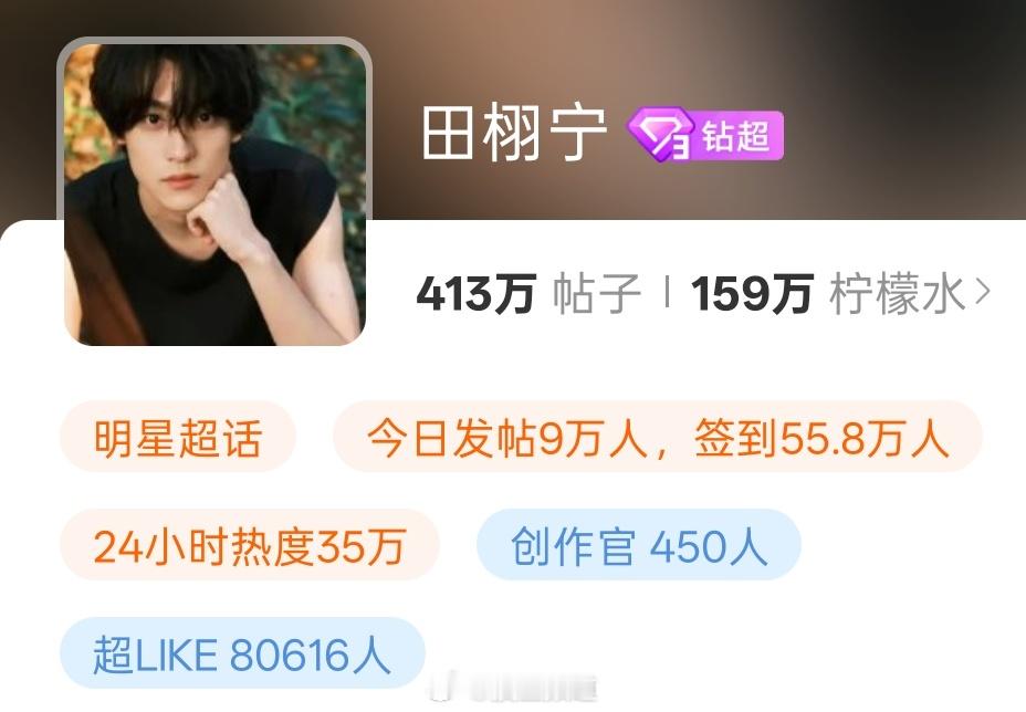 田栩宁超话超like奔着10万就去了[捂嘴哭] ​​​