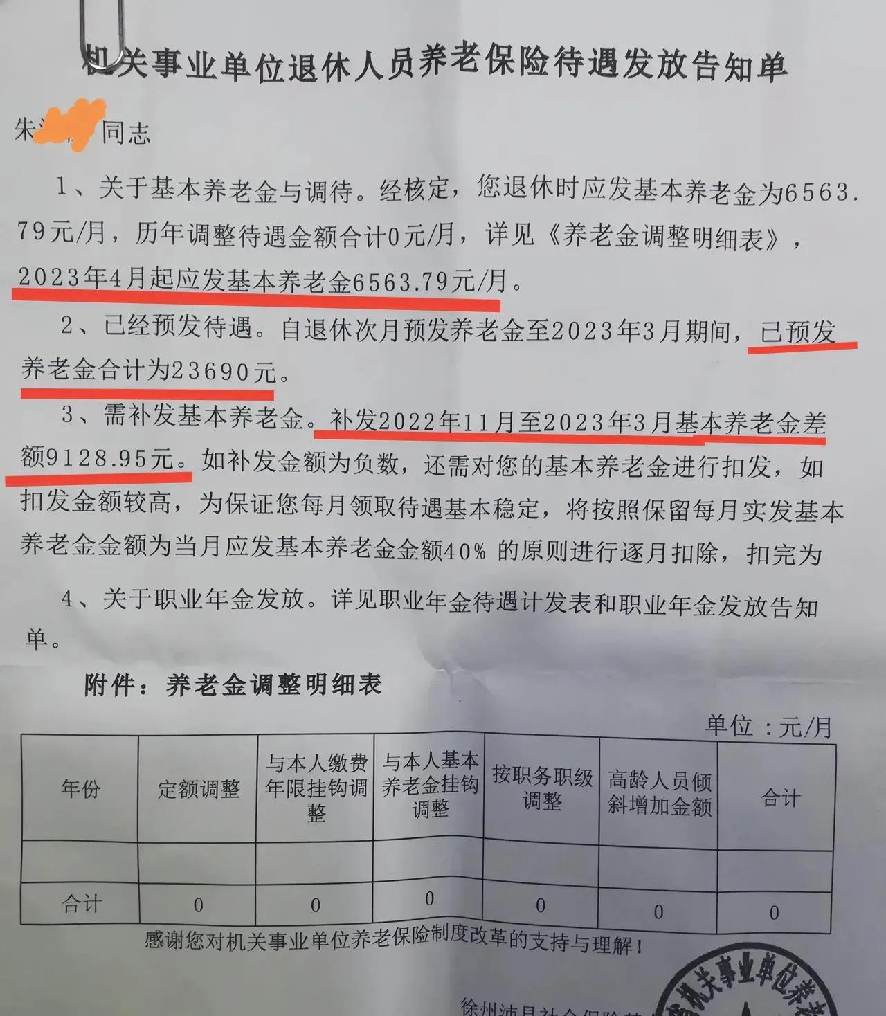 机关事业单位退休中人，中学高级教师。理顺后（正式）的养老金高出预发（临时性）养老