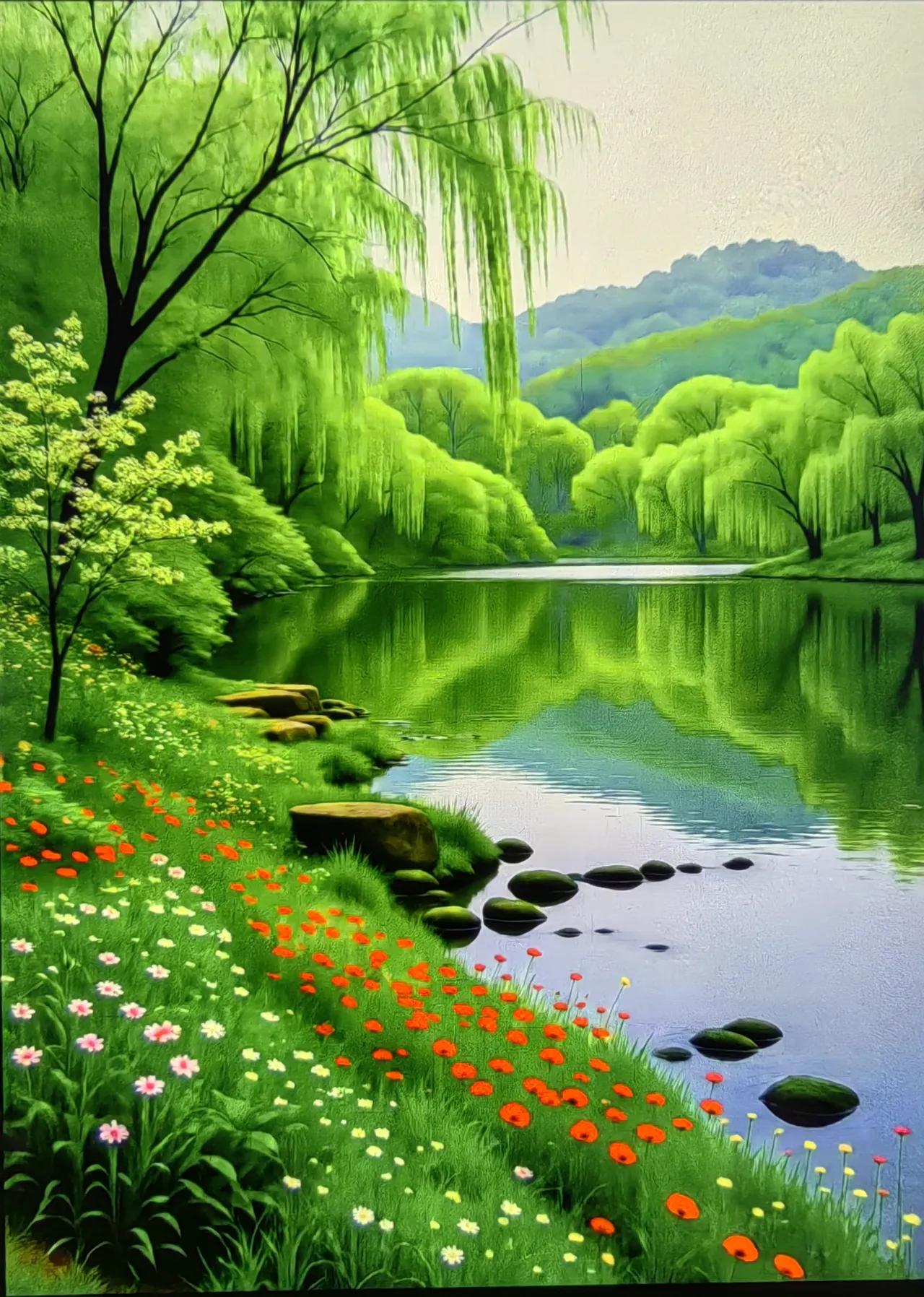 上联：雨洗青山翠，诚邀下联雪飘大地白