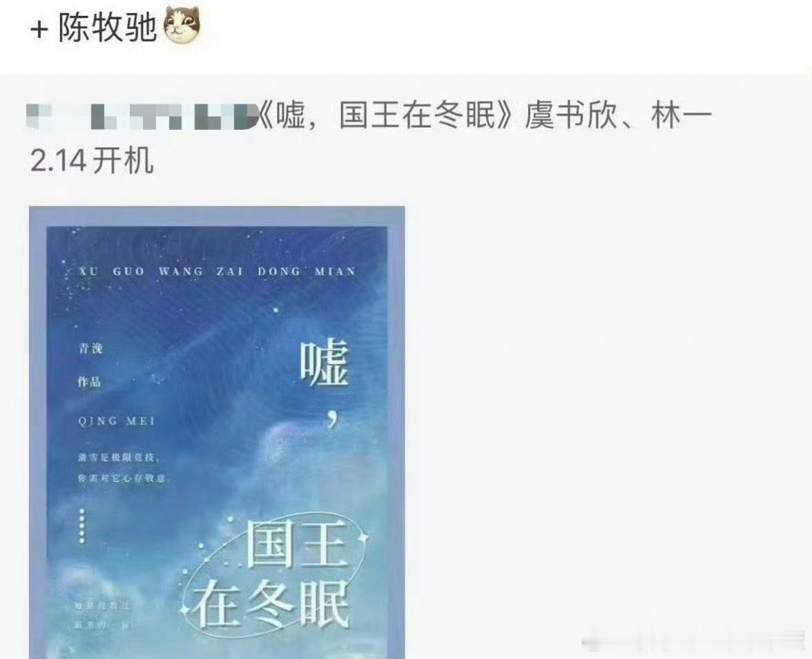 🍉陈牧驰要演《嘘，国王在冬眠》，该剧主演是虞书欣、林一 ​​​