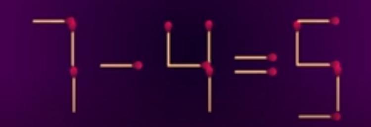 在由火柴棒摆成的等式 “7 - 4 = 5” 中，看似简单的数字与符号组合，实则