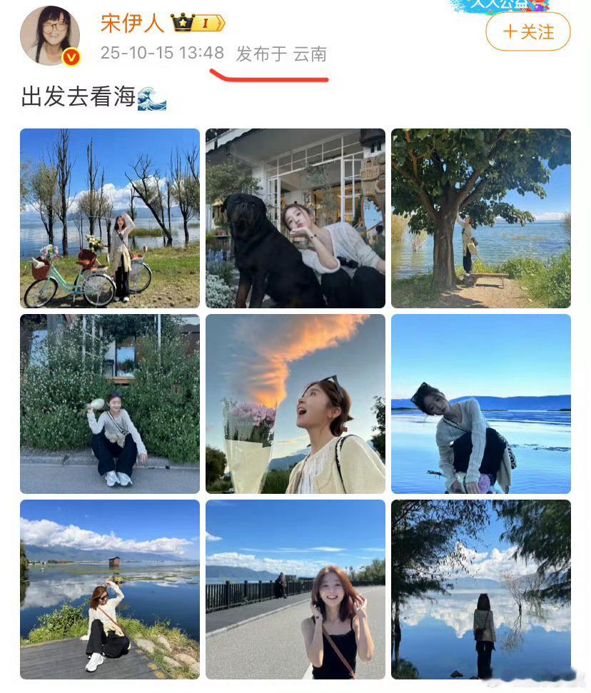 宋伊人去云南了说实话，我不是很想看到这个人，去云南了然后呢，又有什么排队 ​​​