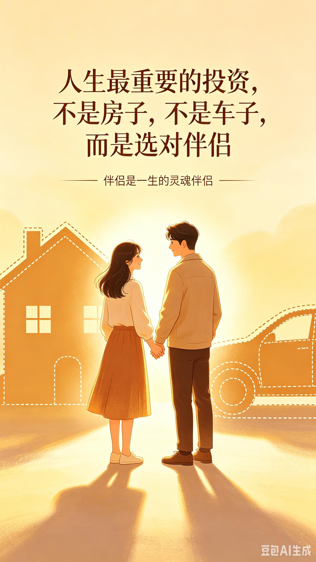 人生最重要的投资，不是房子，不是车子，也不是银行卡里有多少数字，而是选对伴侣。很