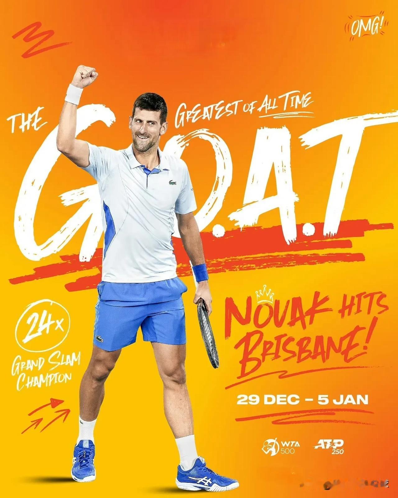 澳网季前赛！ATP250布里斯班站，德约科维奇领衔，迪米特洛夫、鲁内、蒂亚福、克