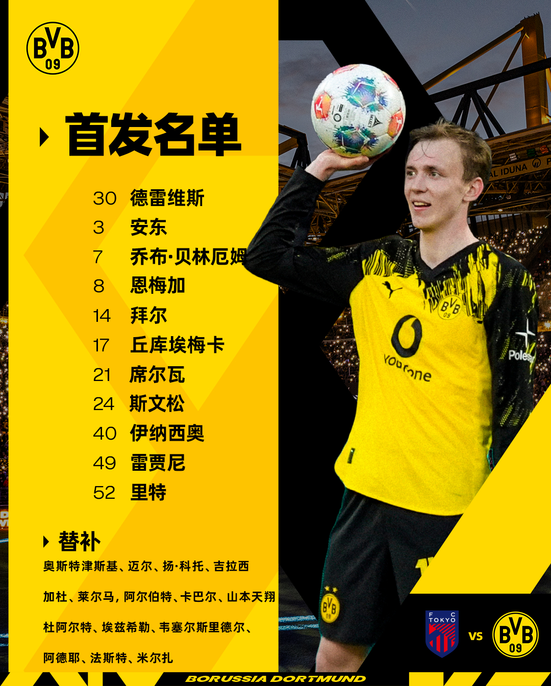 亚洲行第二场友谊赛首发已经决定！【首发】30.德雷维斯 3.安东 7.乔布·贝林