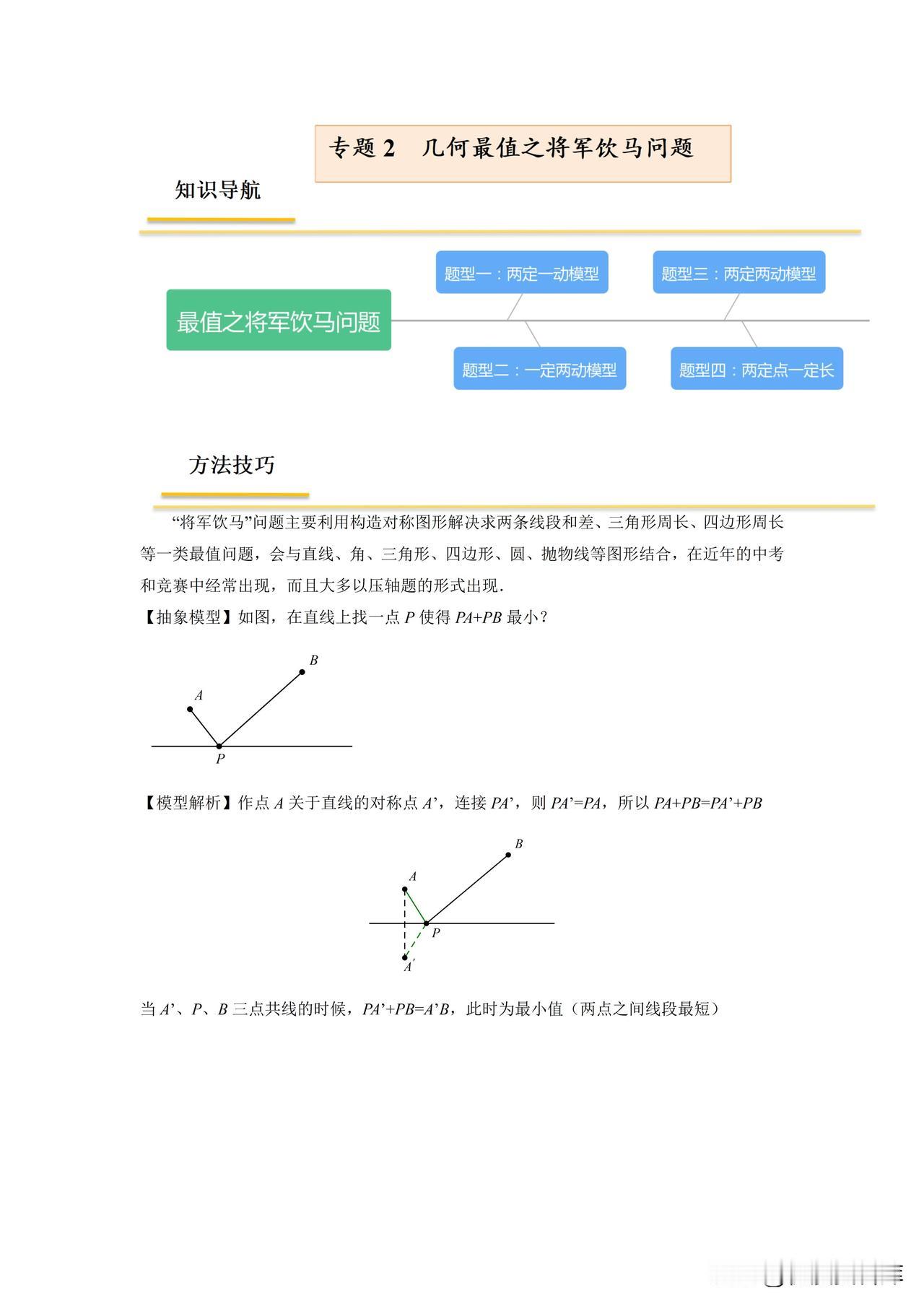 中考120大招——第二讲:将军饮马专题