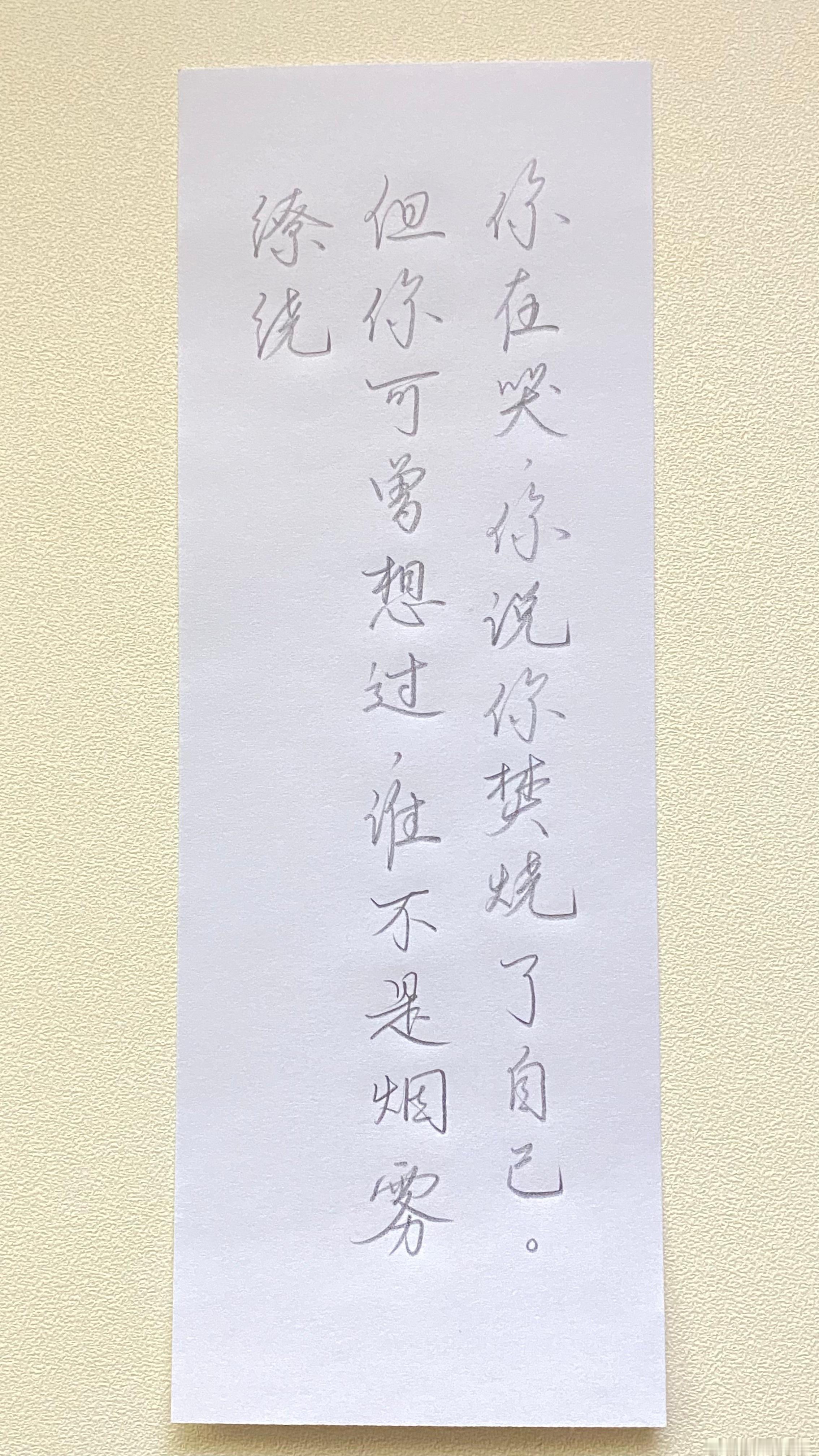 今日作业（2025.1.18）你在哭，你说你焚烧了自己。但你可曾想过，谁不是烟雾