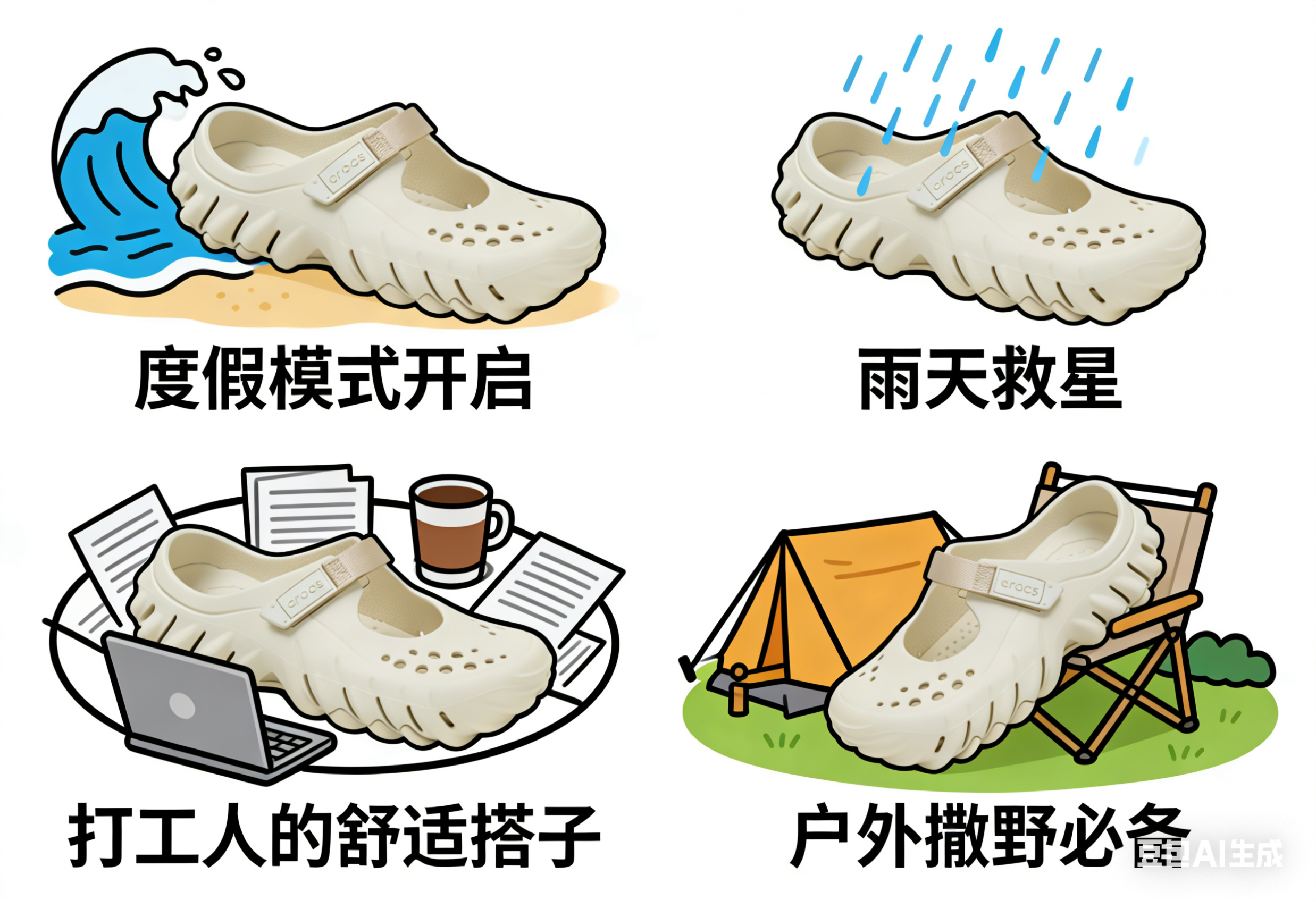 春天是洞洞鞋的统治区青醒高光time我发现春天的街头氛围感，被Crocs洞洞鞋承