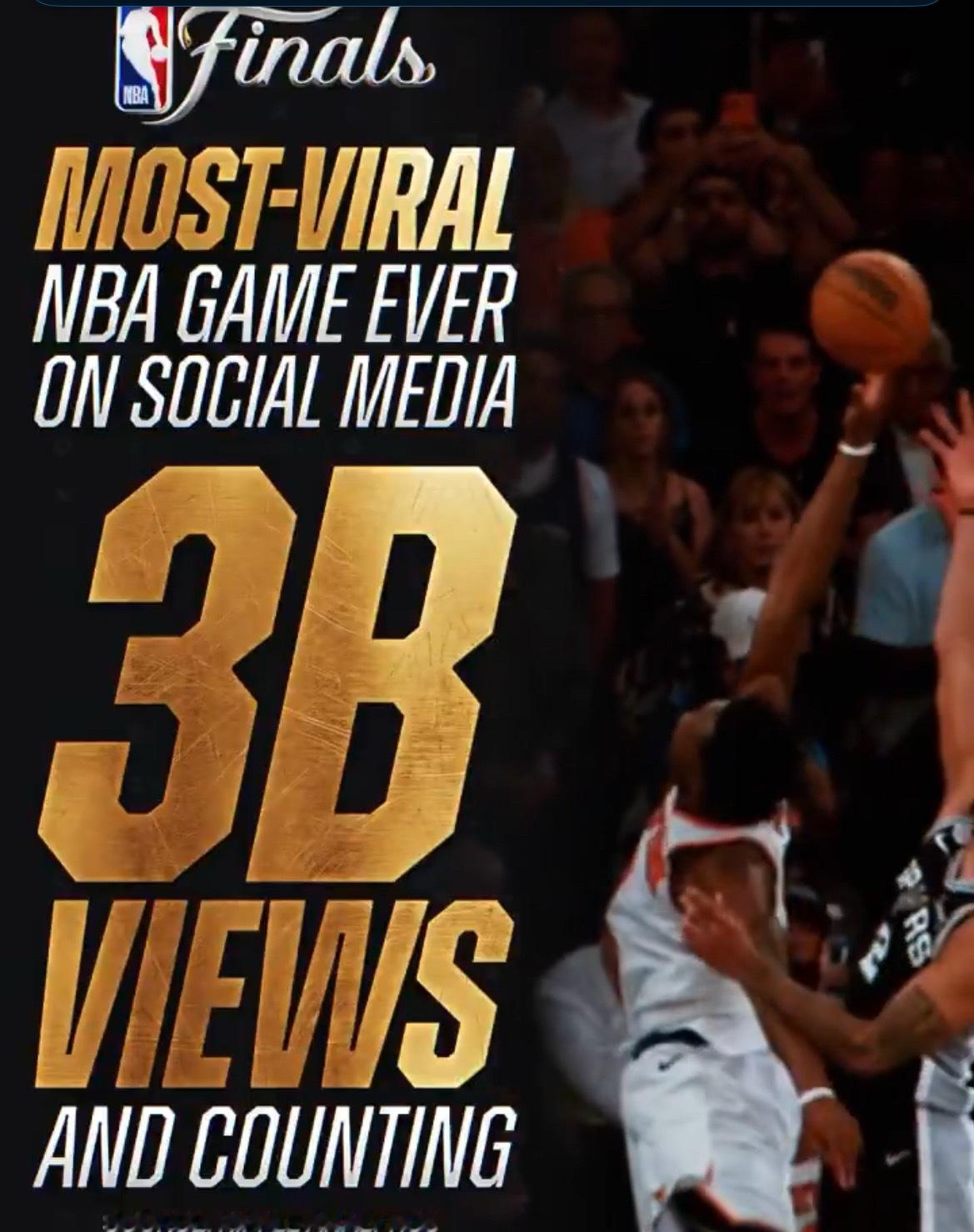 热度拉满，总决赛G4的社媒全网播放量超30亿刷新历史记录。NBA官方YouTub