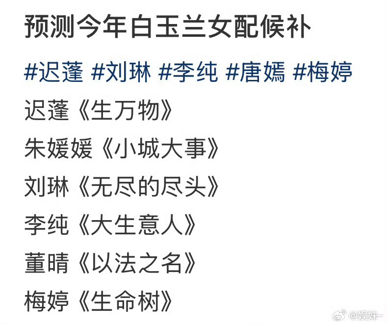 啊啊啊这几个都可以！但我私心是迟蓬老师，生万物 大脚妈演太好了