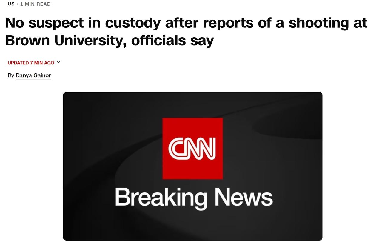 突发新闻，美国大学发生枪击事件，枪手仍在校园活跃
CNN突发新闻报道，根据校发布