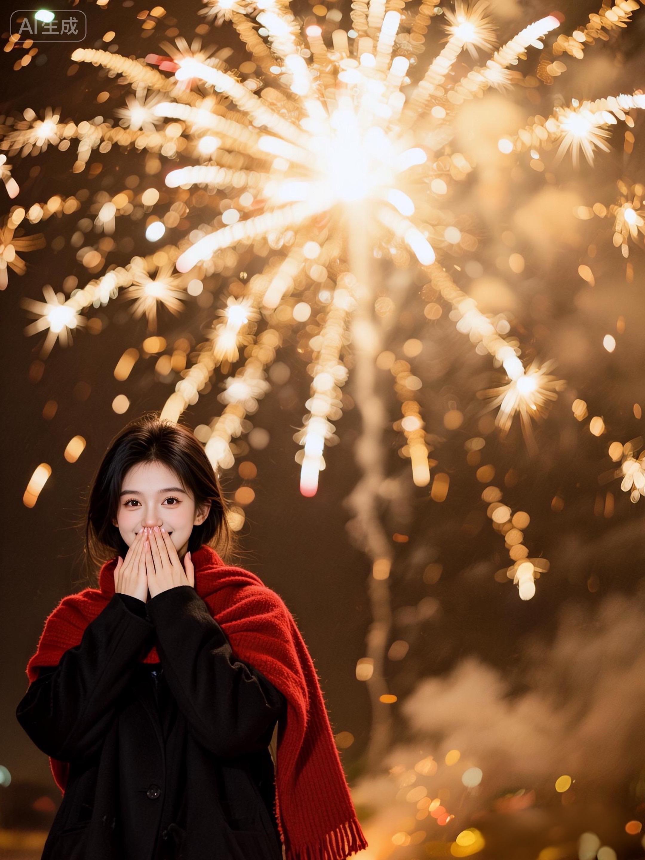 新年预制烟花照。