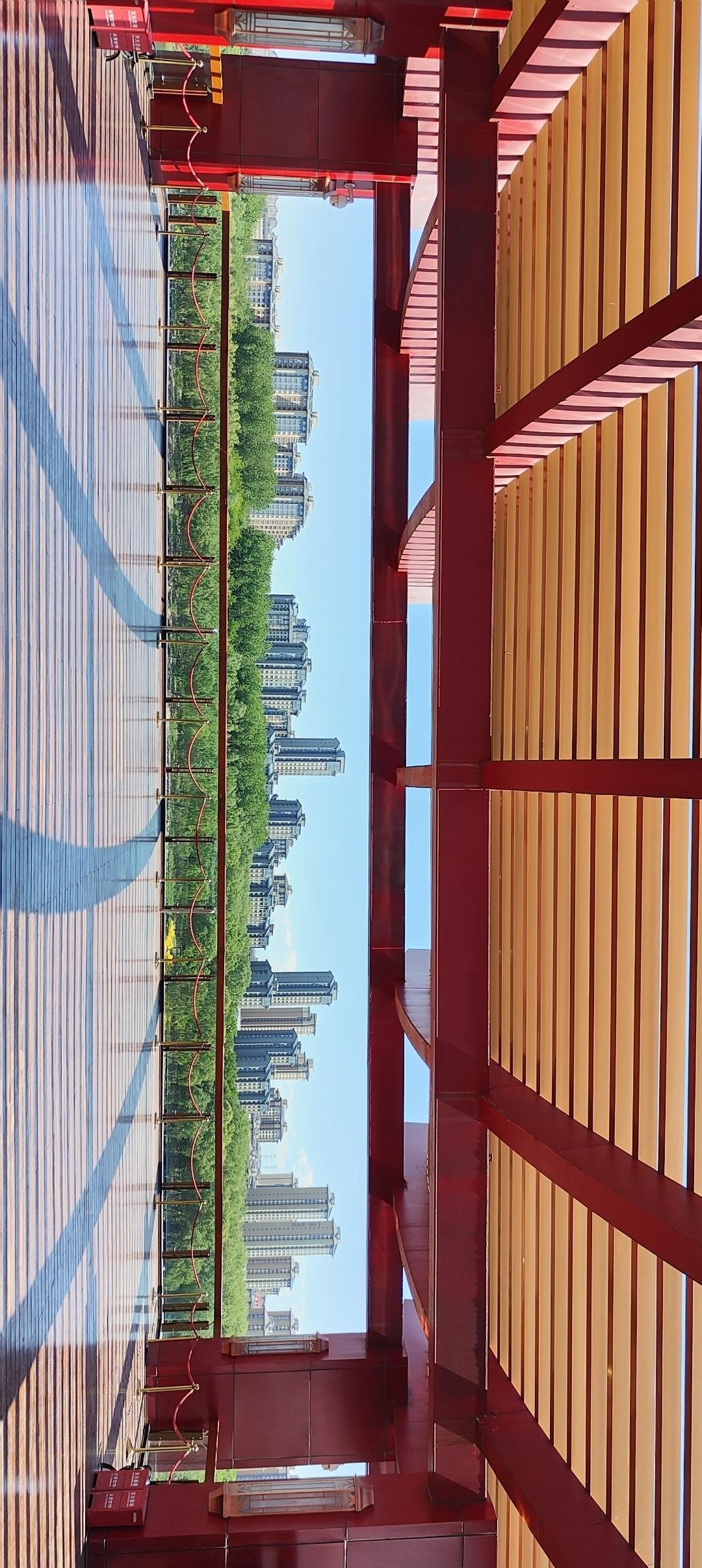 现代都市的繁华与宁静的绿植相映成趣，尽在眼前。